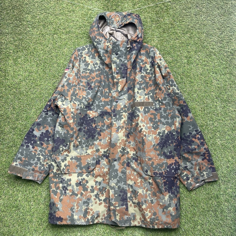 Vtg 90s German Army Feuchter Ringelai Military Camo Parka Jacket 52/54 Flecktarn